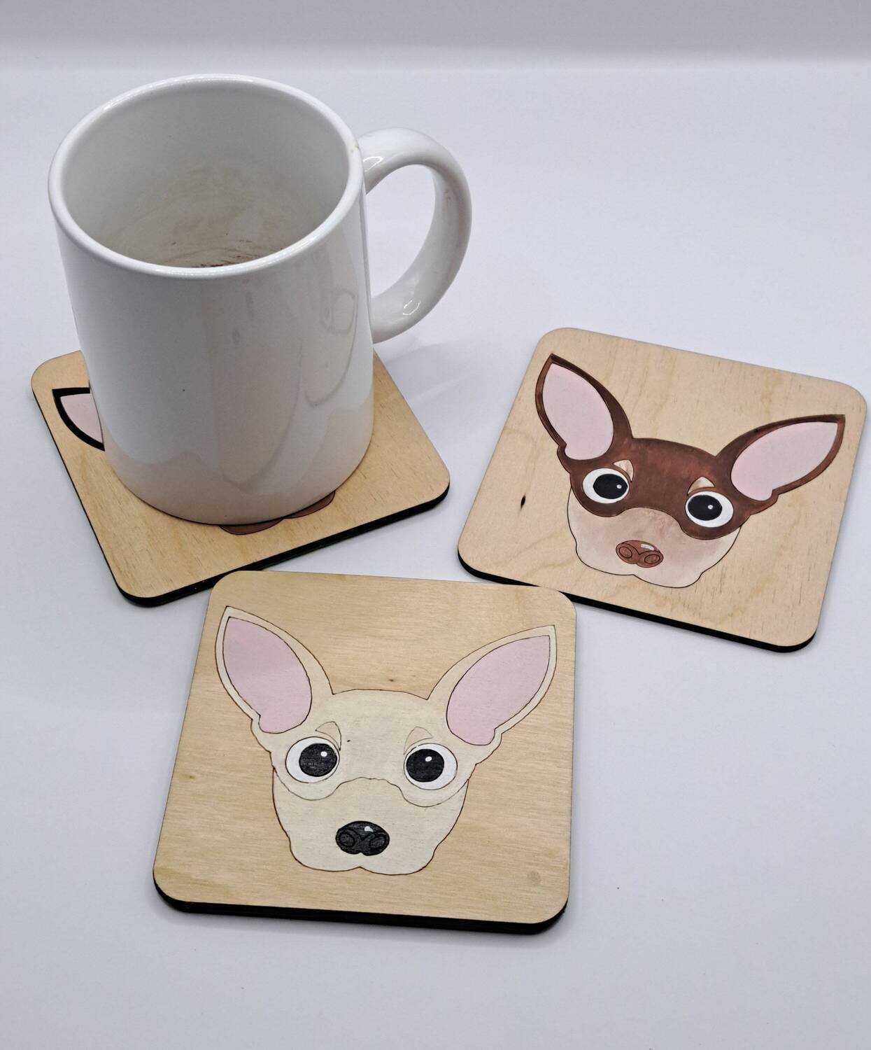 Chihuahua Short Hair Wooden Coaster, Chihuahua Gift, Dog Coaster, Wooden Coaster