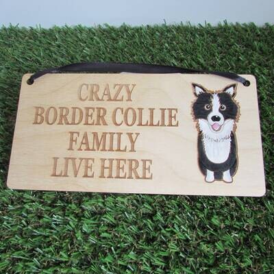 Crazy Border Collie Family Wooden Sign,  Dog Gift, Dog Sign, Dog Decoration, Wooden Sign, Border Collie Gift
