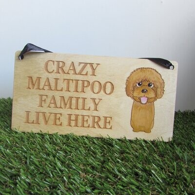 Crazy Maltipoo Family Wooden Sign, Dog Gift, Dog Sign, Dog Decoration, Wooden Sign, Maltipoo Gift, Maltipoo