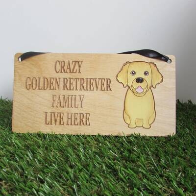 Crazy Golden Retriever Family Wooden Sign, Dog Gift, Dog Sign, Dog Decoration, Wooden Sign, Golden Retriever Gift, Golden Retriever