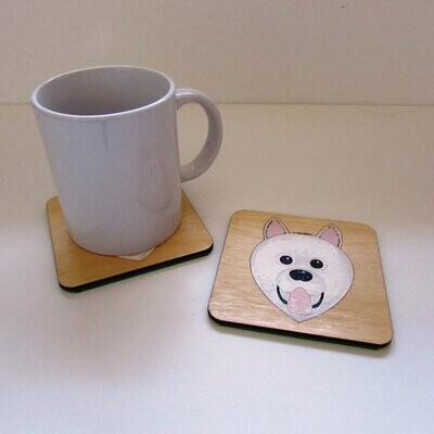 Samoyed Wooden Coaster, Samoyed Gift, Dog Coaster, Wooden Coaster