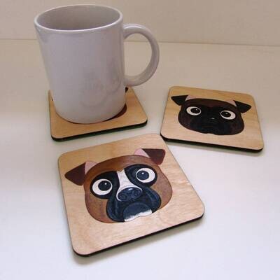 Boxer Dog Wooden Coaster, Boxer Gifts, Dog Coaster, Wooden Coaster