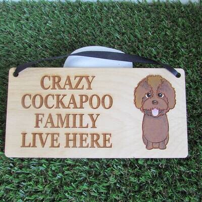 Crazy Cockapoo Family Wooden Sign, Dog Gift, Dog Sign, Dog Decoration, Wooden Sign, Cockapoo Gift, Cockapoo