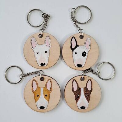 Bull Terrier Wooden Keyring, Dog Key ring, Keyring, Keychain, Dog Key chain, Bull Terrier Gift, Bull Terrier