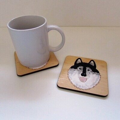 Husky Wooden Coaster, Husky Gift, Dog Coaster, Wooden Coaster