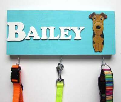 Personalised Airedale Lead Holder, Leash Holder, New Home Gift, Spring Decor, Dog Owner Gift