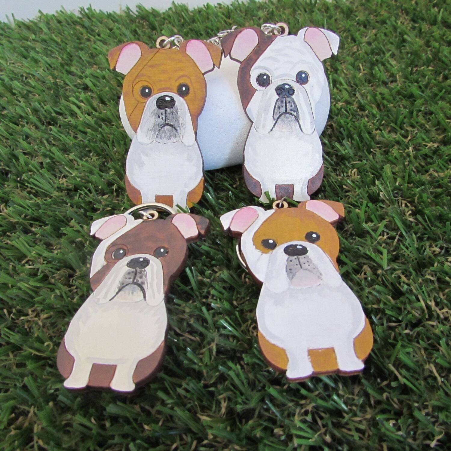 Bulldog Wooden Keyring
