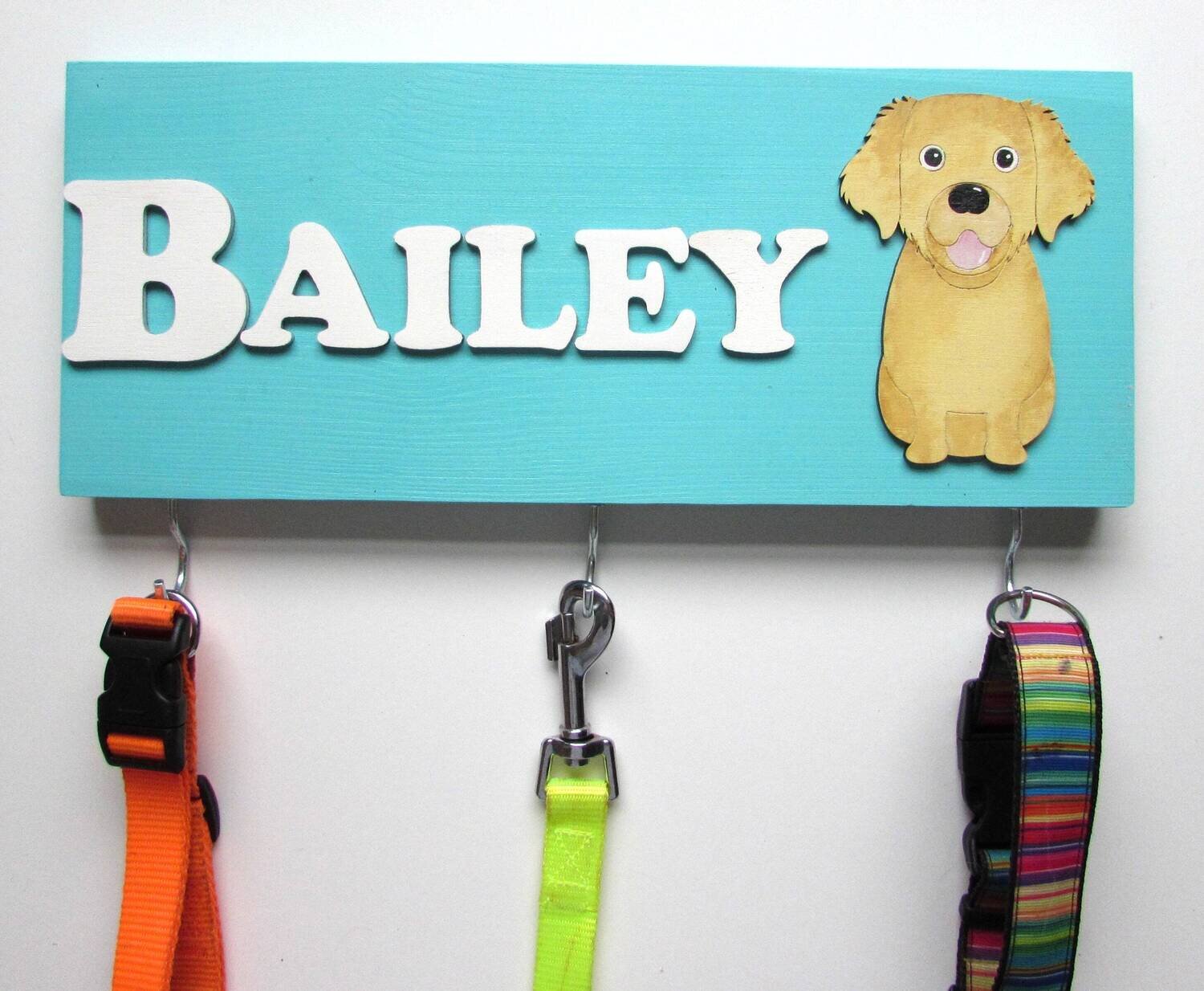 Personalised Golden Retriever Lead Holder, Leash Holder, New Home Gift, Dog Owner Gift