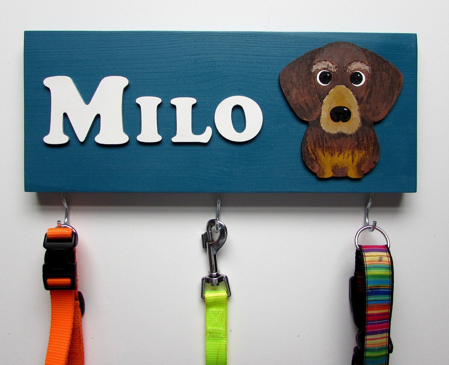 Personalised Wire Haired Dachshund Lead Holder, Leash Holder, New Home Gift, Dog Owner Gift