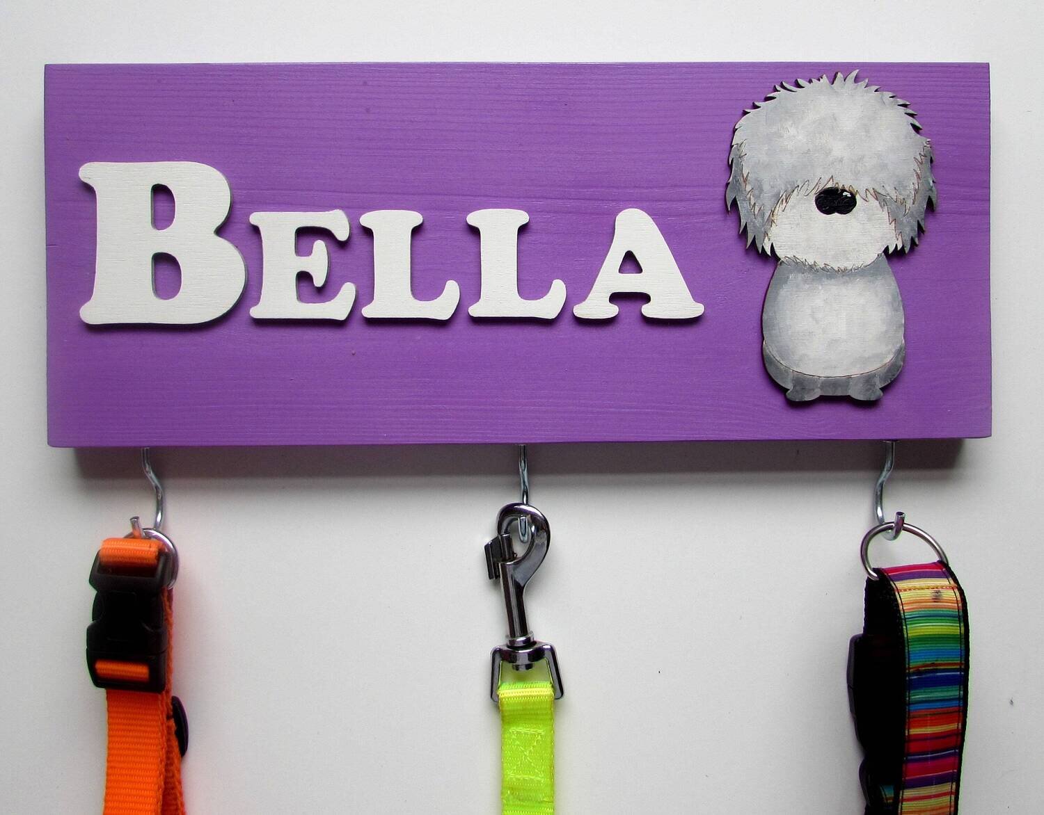 Personalised Bearded Collie Lead Holder, Leash Holder, New Home Gift, Spring Decor, Dog Owner Gift
