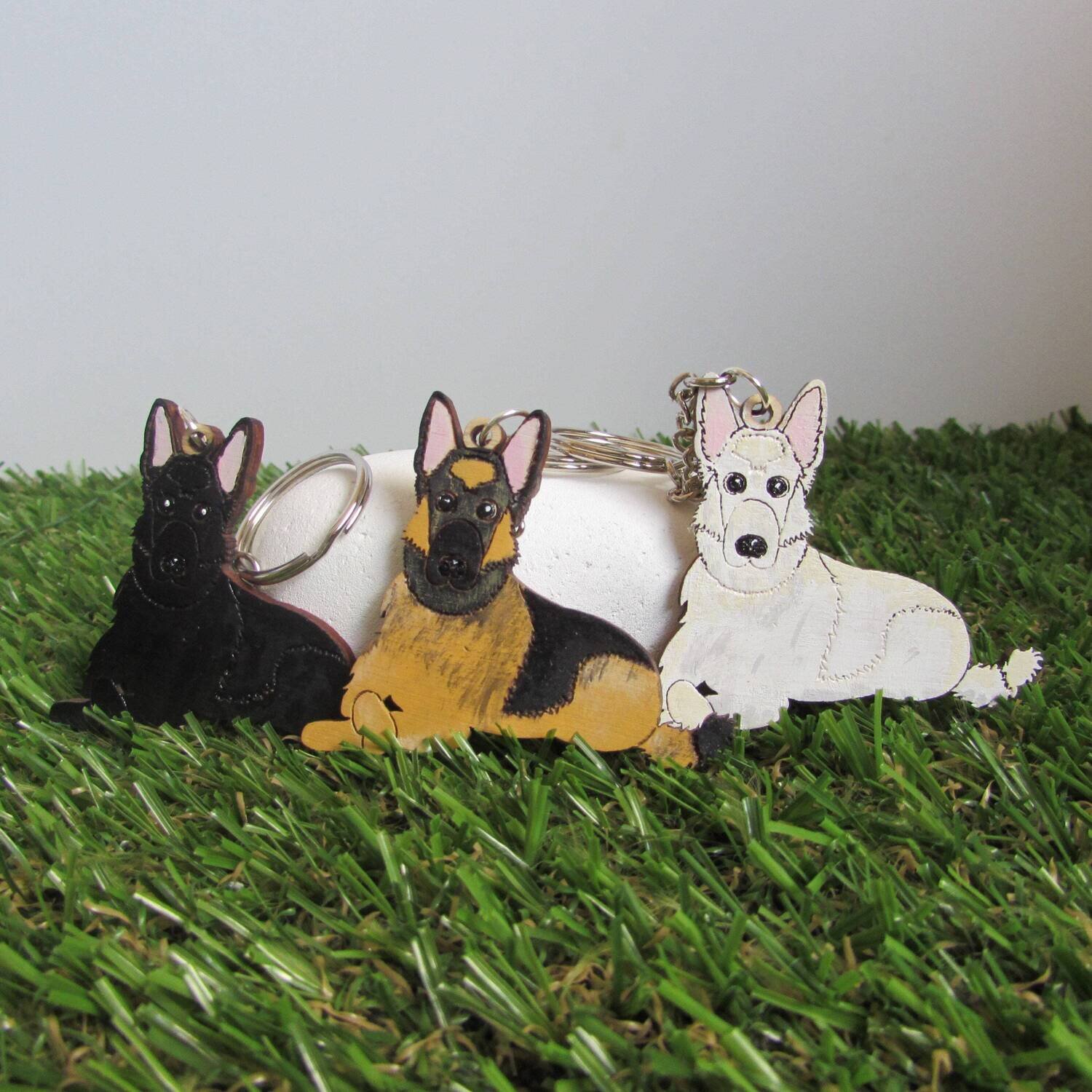 German Shepherd Wooden Keyring