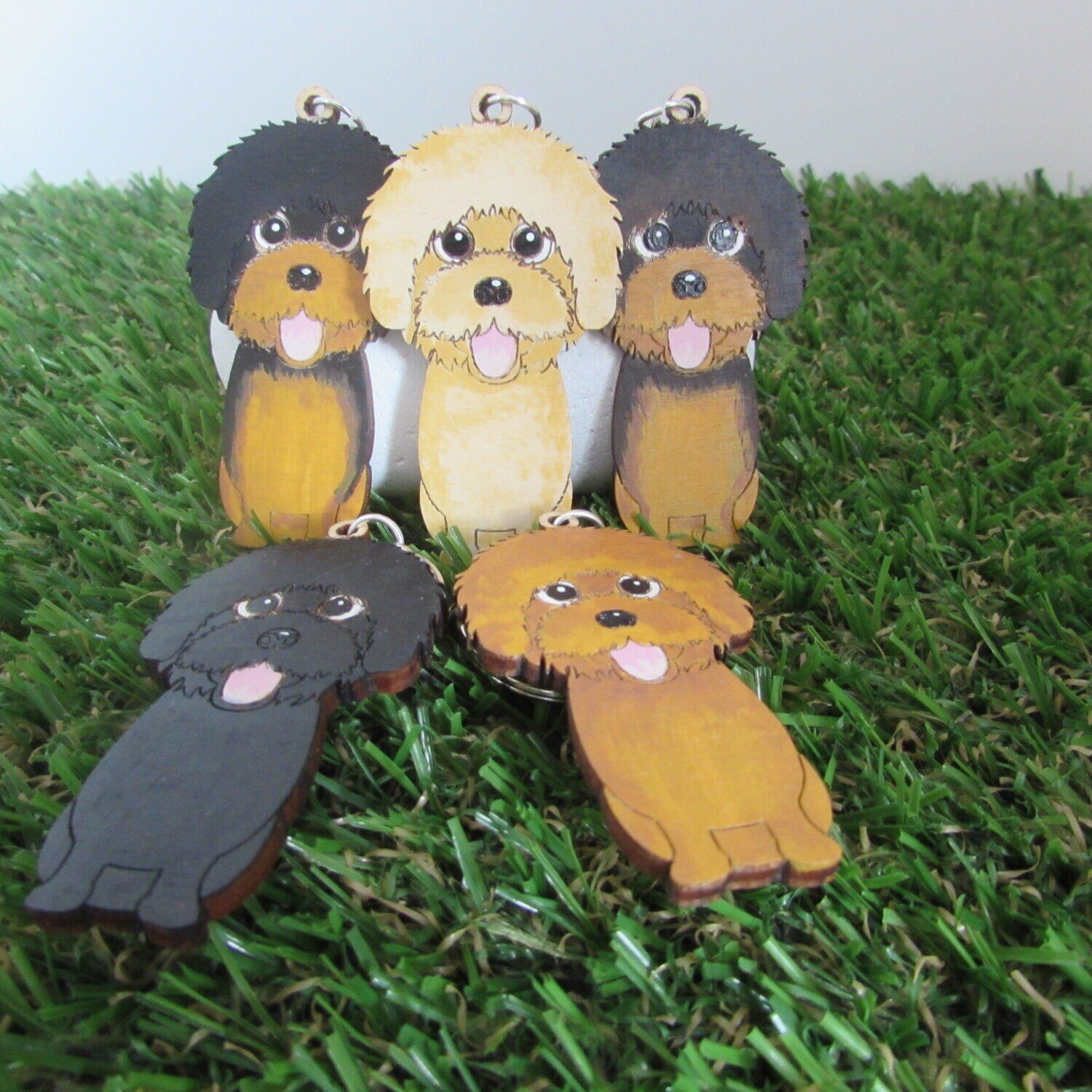 Yorkiepoo Wooden Keyring