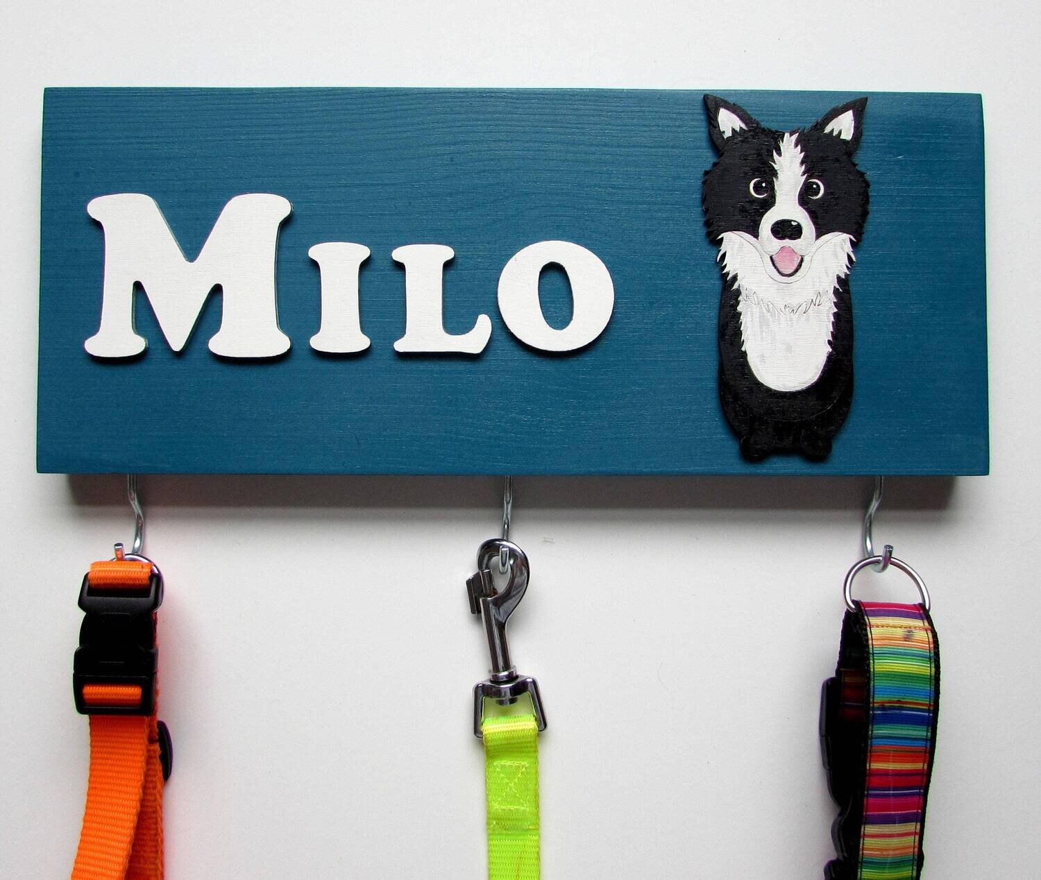 Personalised Border Collie Lead Holder, Leash Holder, New Home Gift, Dog Owner Gift