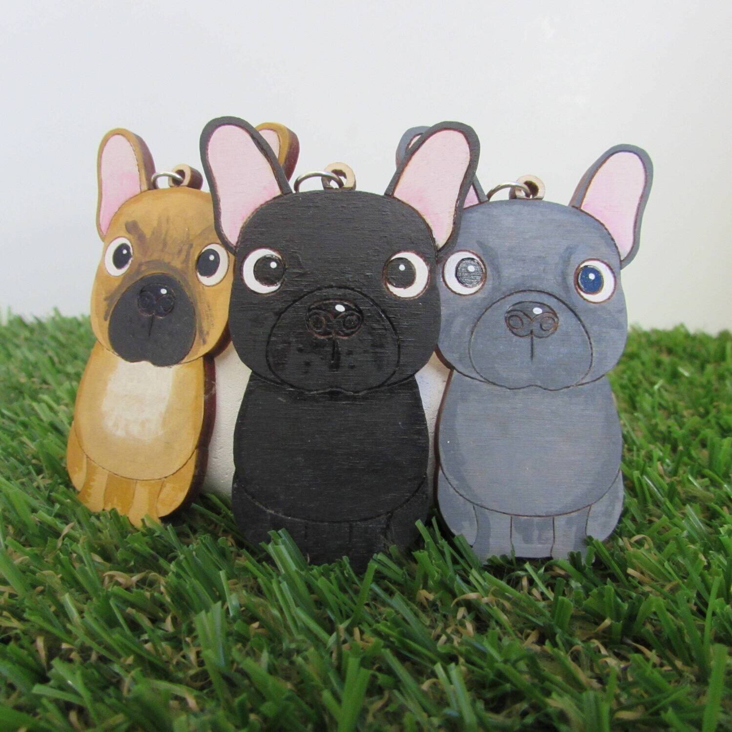 French Bulldog Wooden Keyring