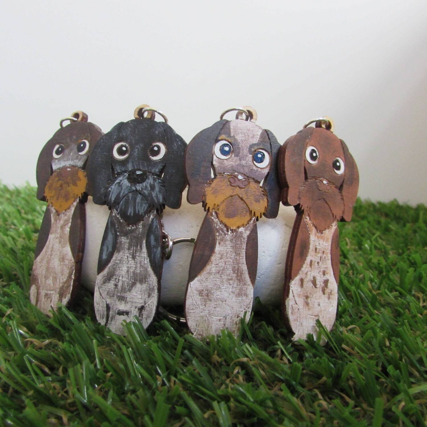 Wired Haired Pointer Wooden Keyring