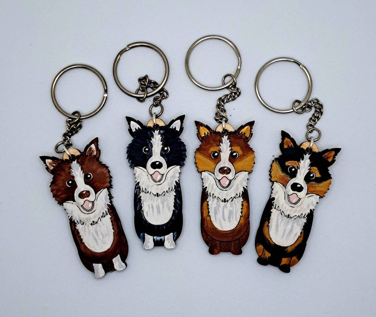 Border Collie Wooden Keyring, Dog Keyring,  Keyring, Keychain, Dog Key chain, Border Collie Gift, Border Collie
