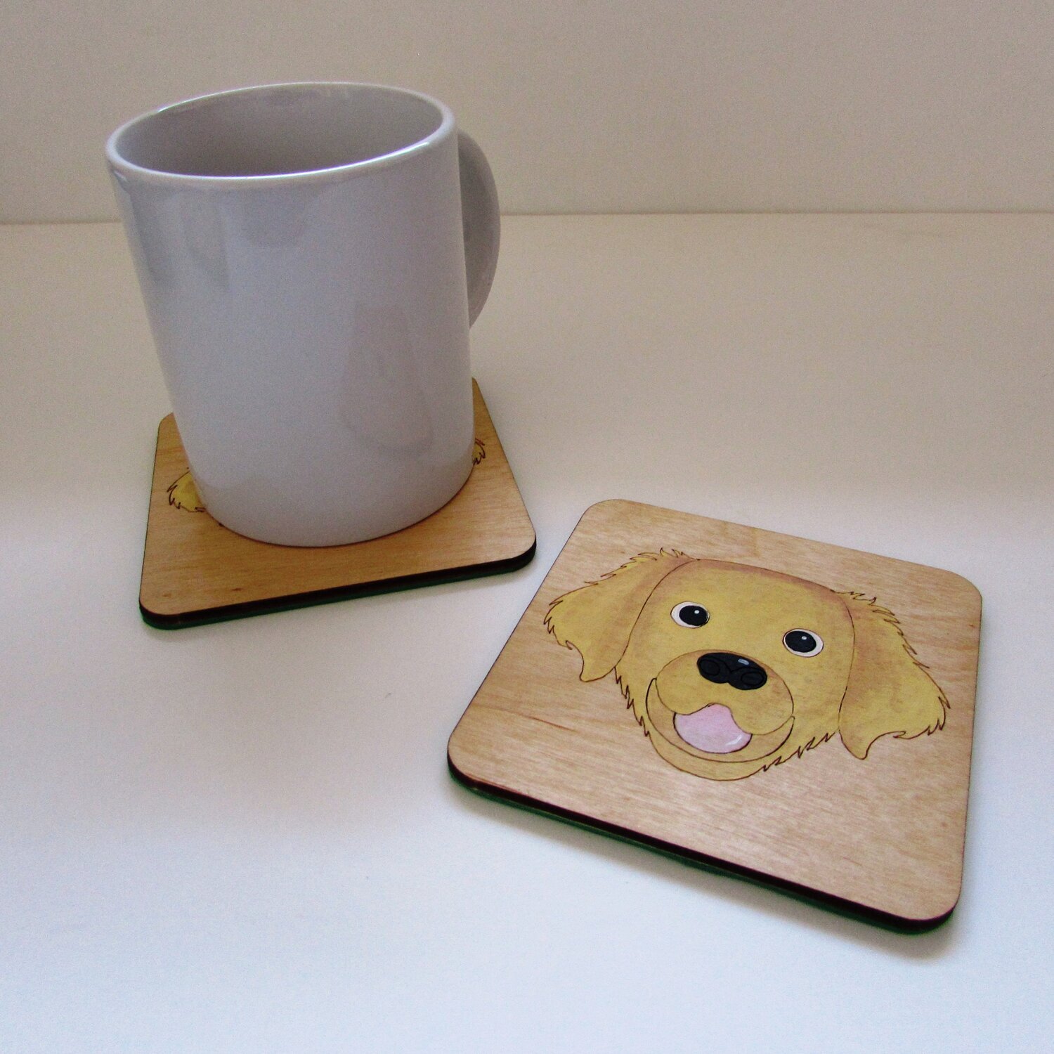 Golden Retriever Wooden Coaster, Golden Retriever Gift, Dog Coaster, Wooden Coaster