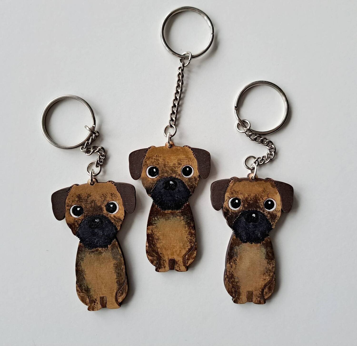 Border Terrier Wooden Keyring