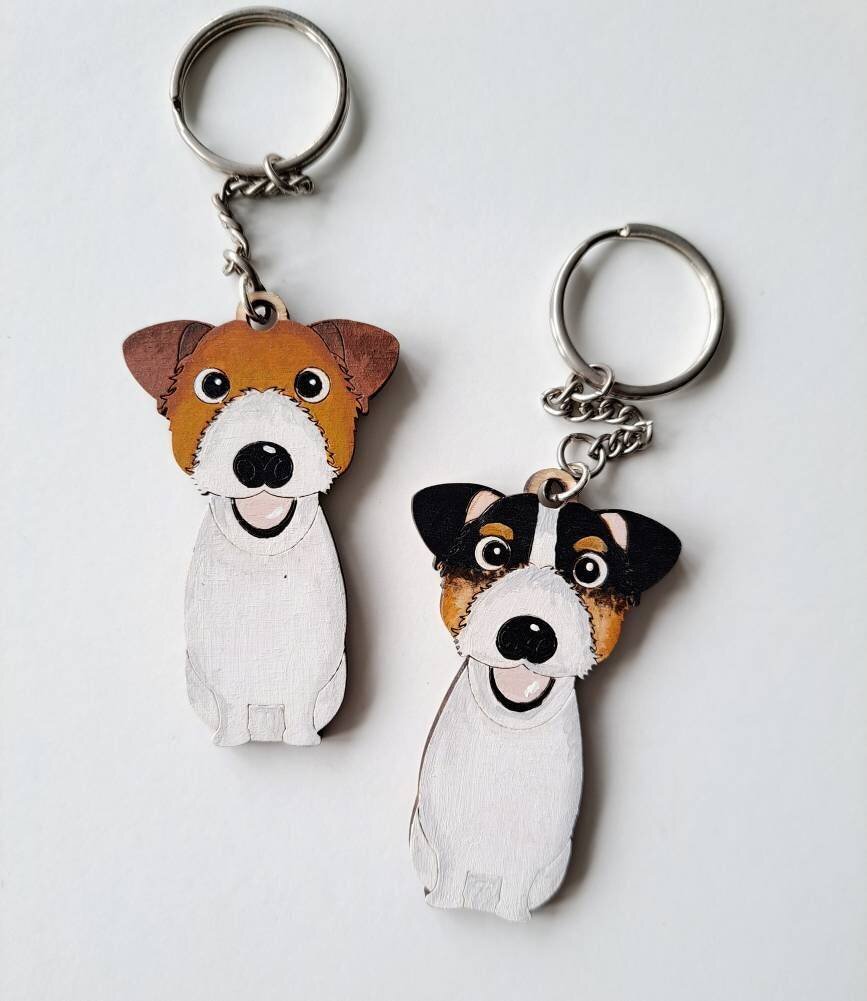 Jack Russell Wooden Keyring, Dog Key ring, Keyring, Keychain, Dog Key chain, Jack Russell Gift, Jack Russell