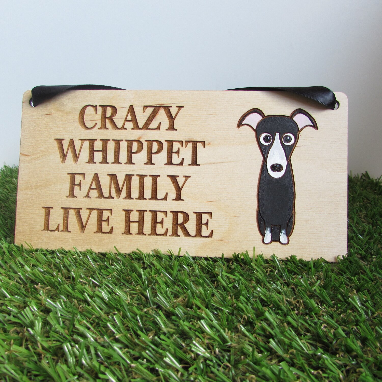 Crazy Whippet Family Wooden Sign, Dog Gift, Dog Sign, Dog Decoration, Wooden Sign, Whippet Gift, Whippet, Sighthound, Sighthound Gift
