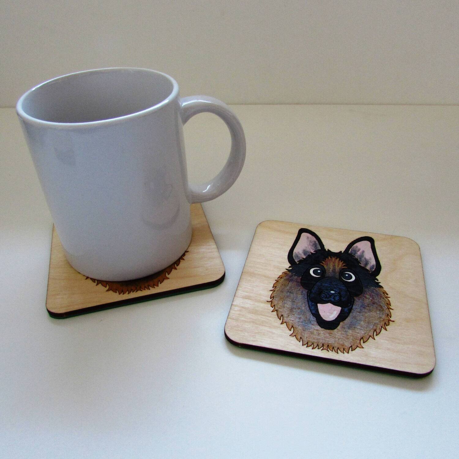 German Shepherd Wooden Coaster, German Shepherd Gift, Dog Coaster, Wooden Coaster
