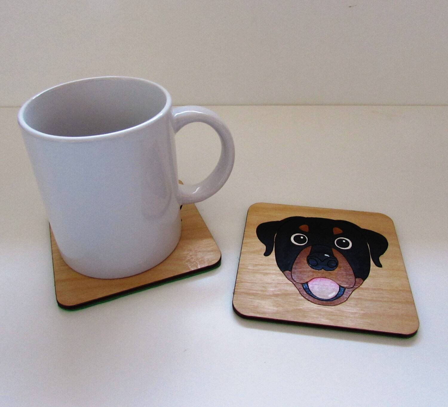 Rottweiler Wooden Coaster, Rottweiler Gift, Dog Coaster, Wooden Coaster