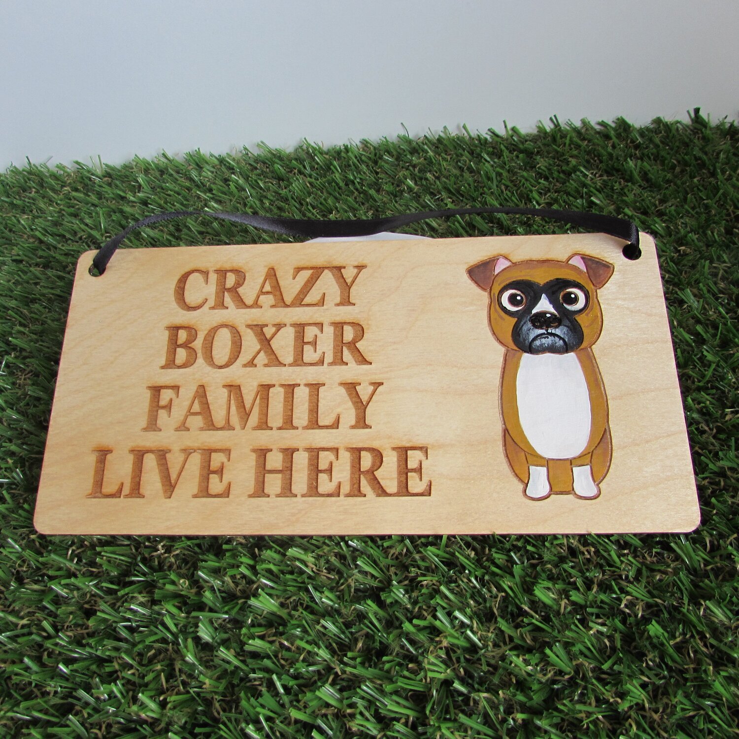 Crazy Boxer Family Wooden Sign,  Dog Gift, Dog Sign, Dog Decoration, Wooden Sign, Boxer Gift