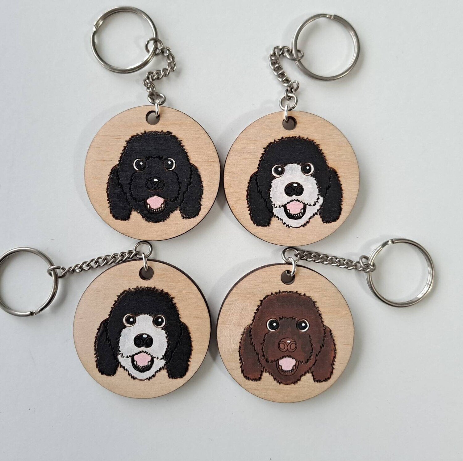 Portuguese Water Dog wooden keyring, Spanish Water Dog Wooden keyring, Dog Key ring, Keyring, Keychain, Dog Key chain,