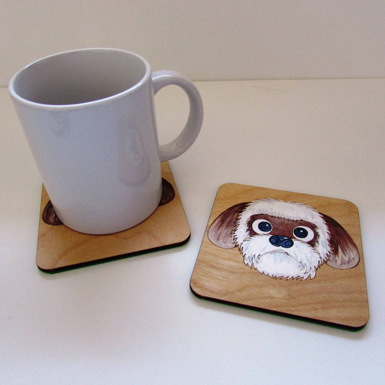 Shih Tzu Wooden Coaster, Shih Tzu Gift, Dog Coaster, Wooden Coaster