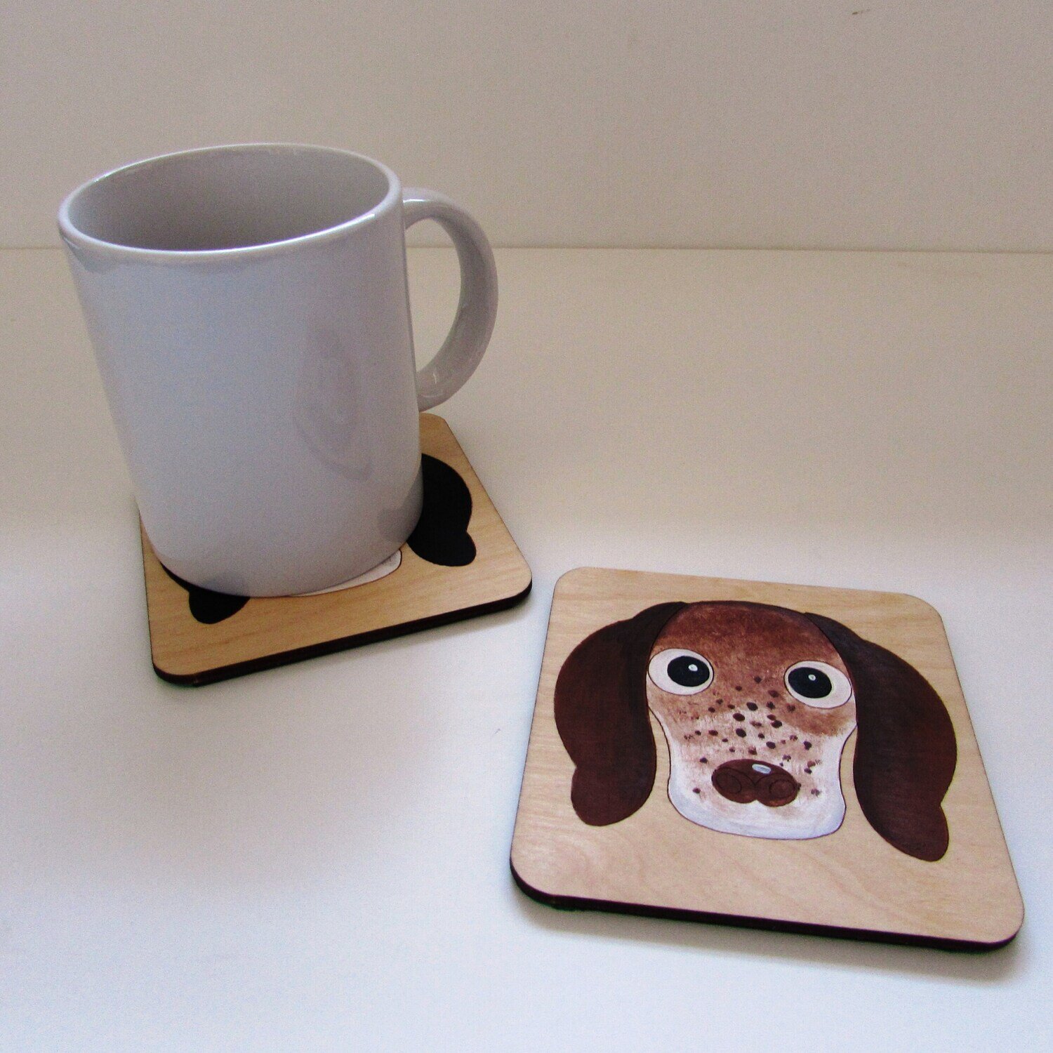 Pointer Smooth Hair Wooden Coaster, Pointer Gift, Dog Coaster, Wooden Coaster