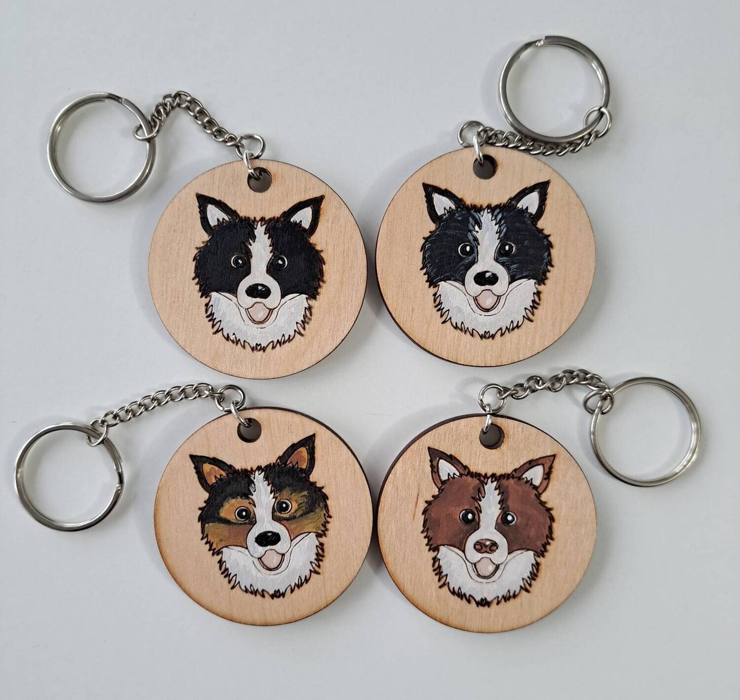 Border Collie Wooden Keyring, Dog Keyring, Keyring, Keychain, Dog Key chain, Border Collie Gift, Border Collie