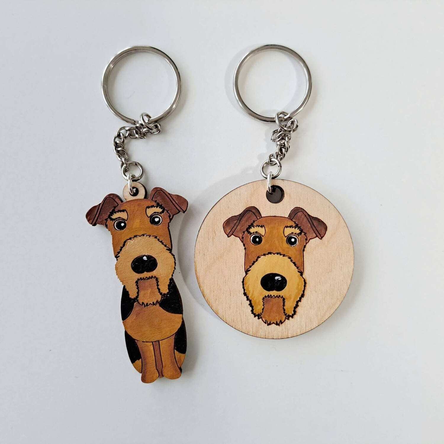 Airedale Wooden Keyring, Dog Key ring, Keyring, Keychain, Dog Key chain, Airedale Gift, Airedale