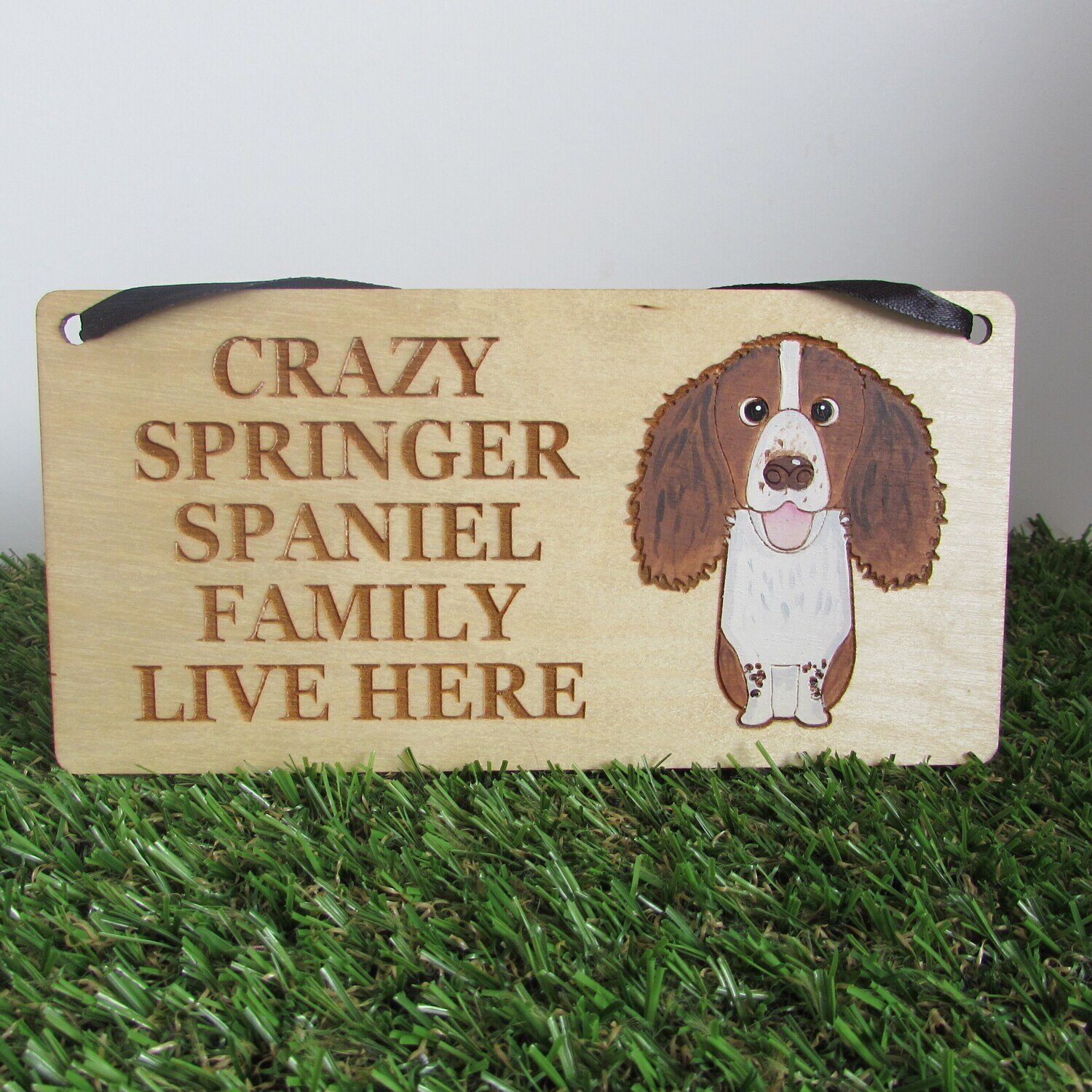Crazy Springer Spaniel Family Wooden Sign, Dog Gift, Dog Sign, Dog Decoration, Wooden Sign, Springer Spaniel Gift, Springer Spaniel