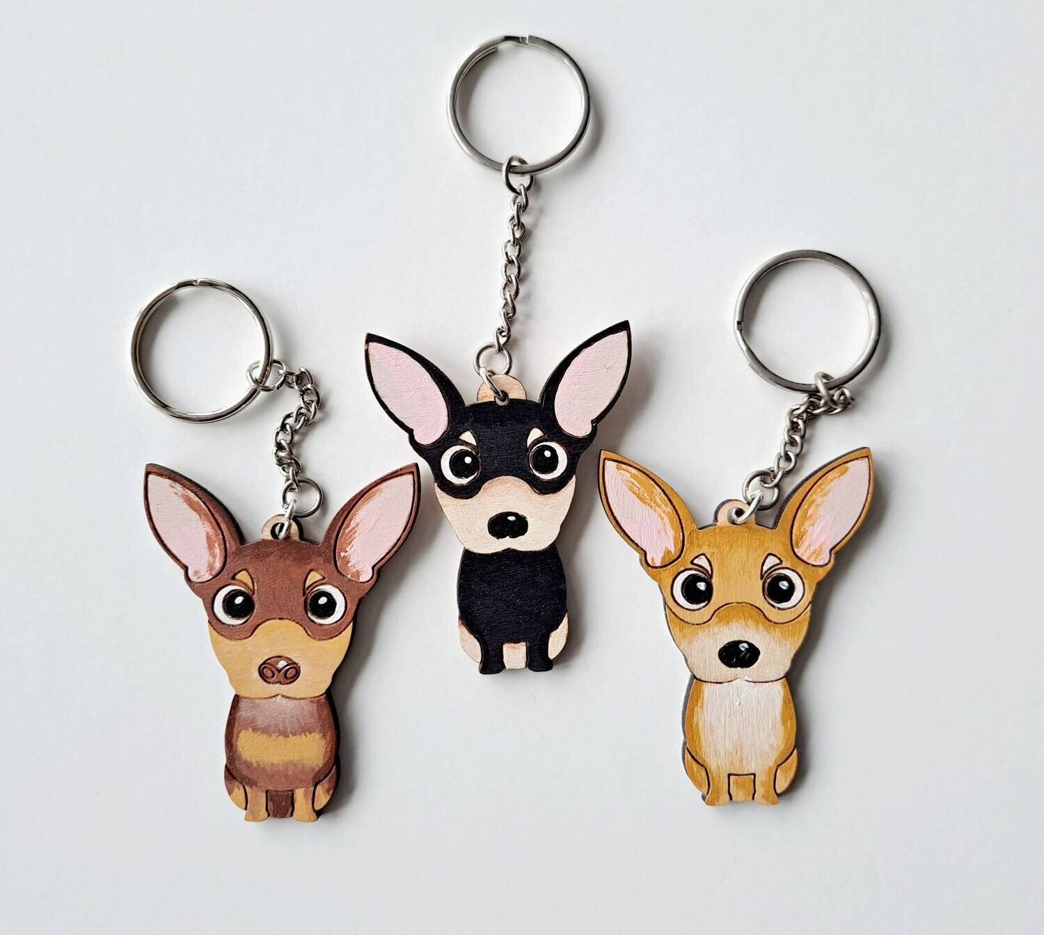 Chihuahua Wooden Keyring,Dog Key ring, Keyring, Keychain, Dog Key chain, Chihuahua Gift, Chihuahua