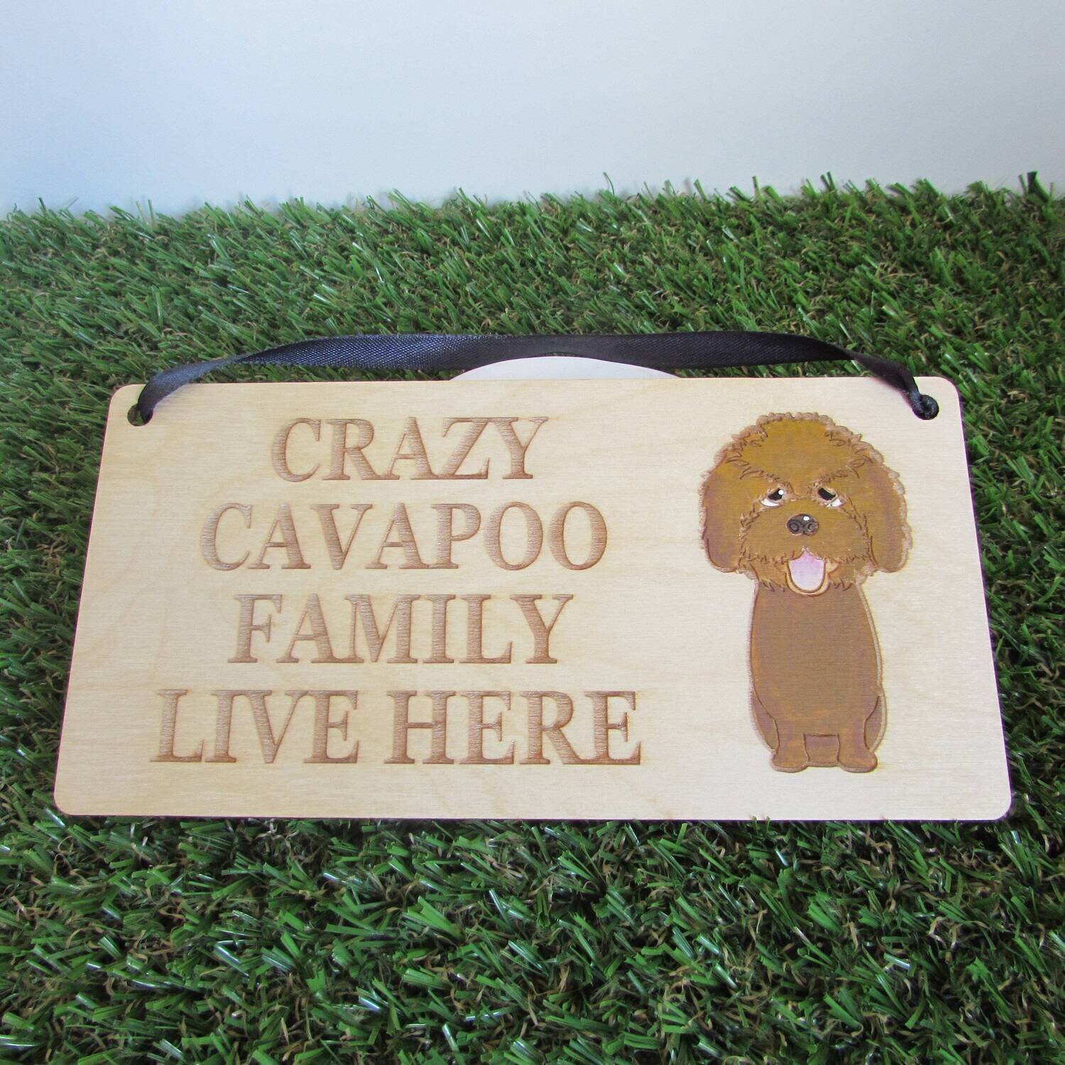 Crazy Cavapoo Family Wooden Sign, Dog Gift, Dog Sign, Dog Decoration, Wooden Sign, Cavapoo Gift
