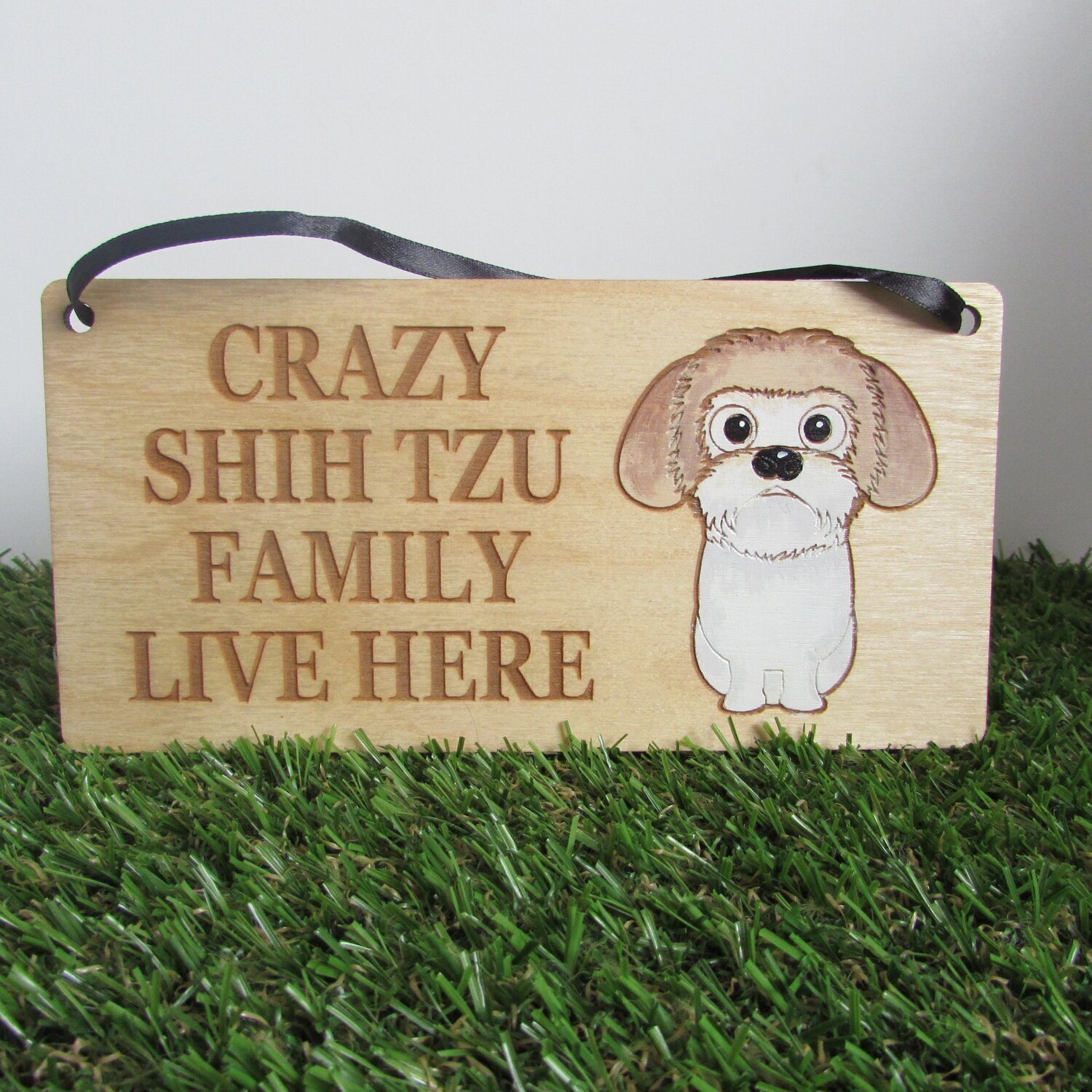 Crazy Shih Tzu Family Wooden Sign, Dog Gift, Dog Sign, Dog Decoration, Wooden Sign, Shih Tzu Gift, Shih Tzu