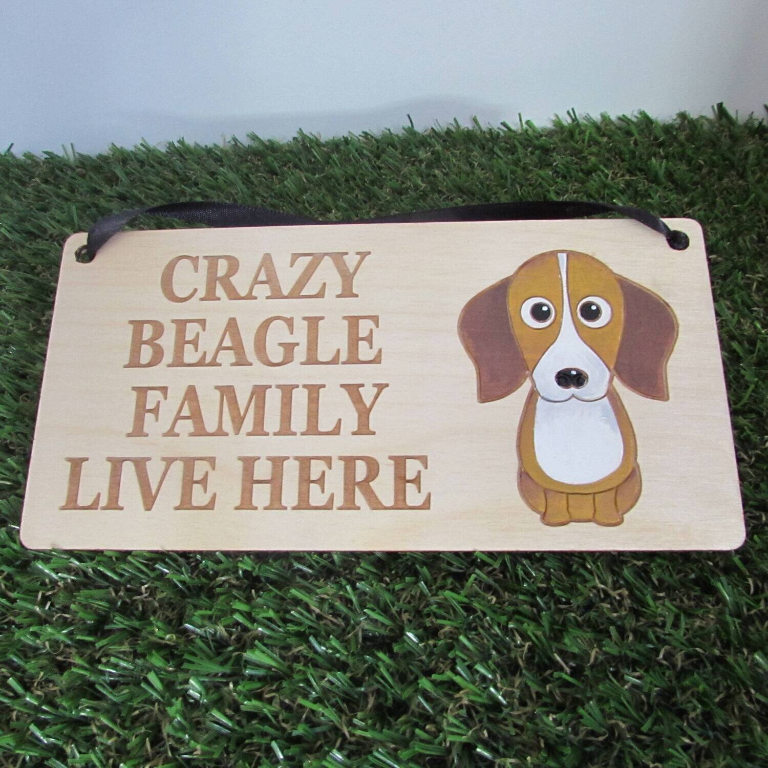 Crazy Beagle Family Wooden Sign,  Dog Gift, Dog Sign, Dog Decoration, Wooden Sign, Beagle Gift