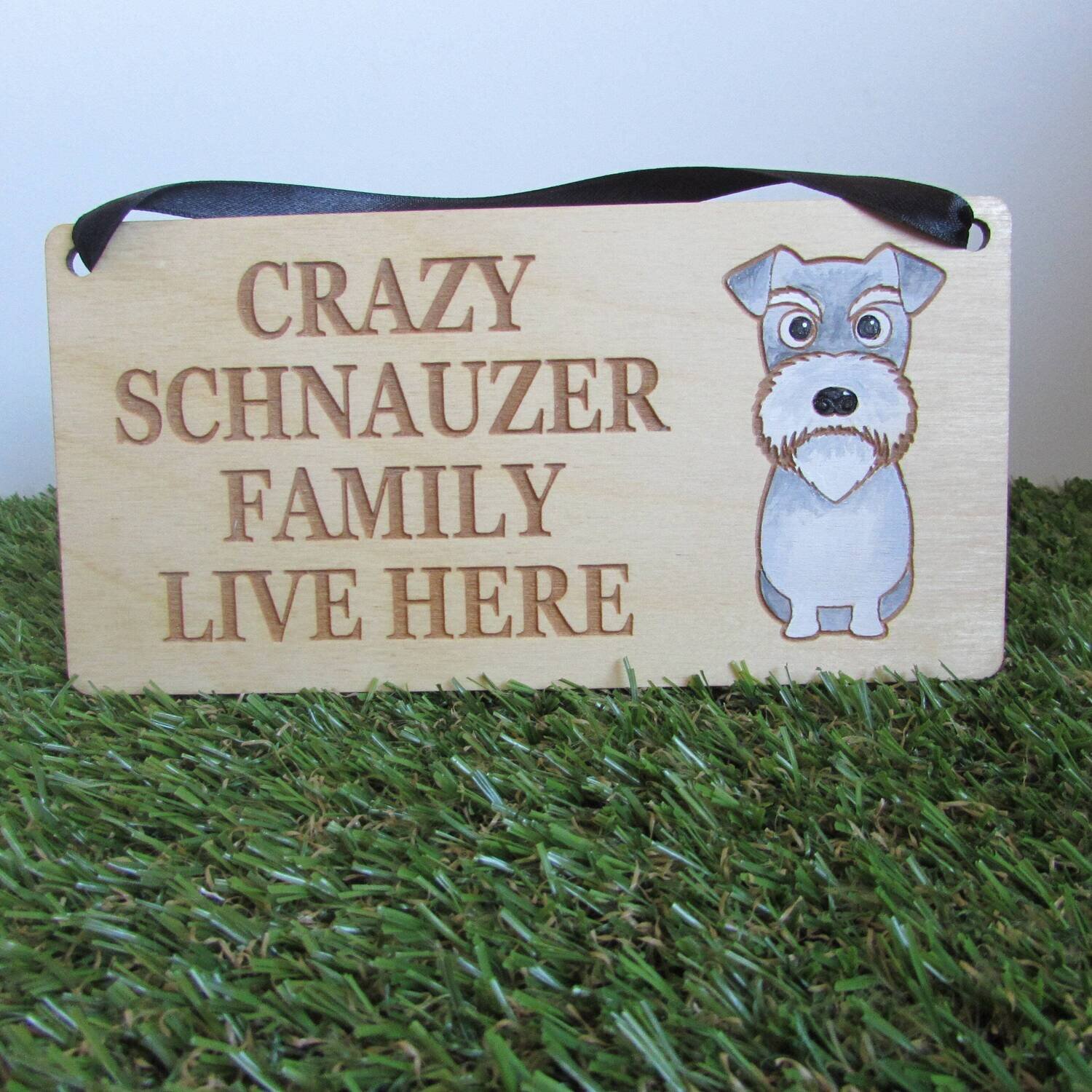 Crazy Schnauzer Family Wooden Sign, Dog Gift, Dog Sign, Dog Decoration, Wooden Sign, Schnauzer Gift, Schnauzer