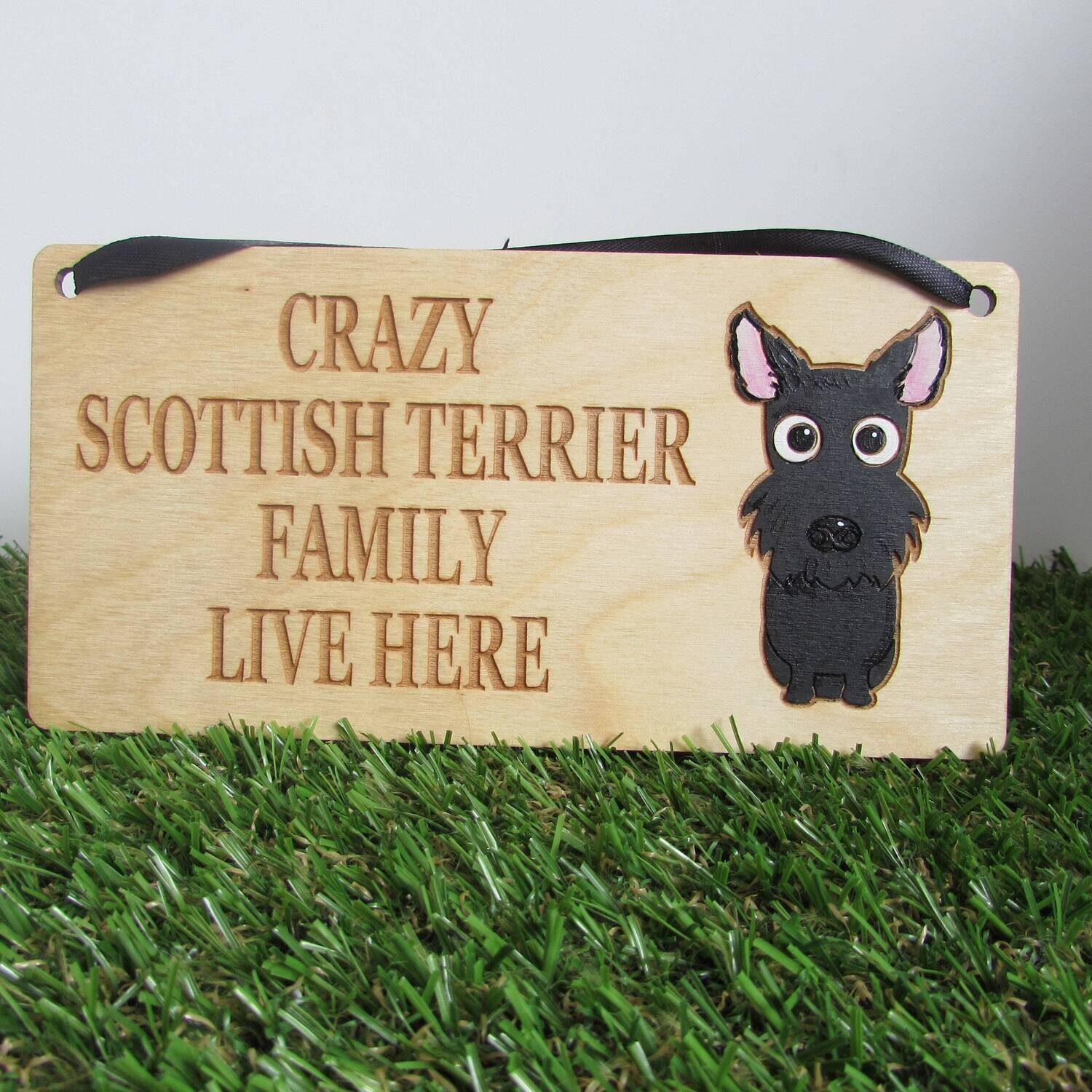 Crazy Scottish Terrier Family Wooden Sign, Dog Gift, Dog Sign, Dog Decoration, Wooden Sign, Scottish Terrier Gift, Scottish Terrier
