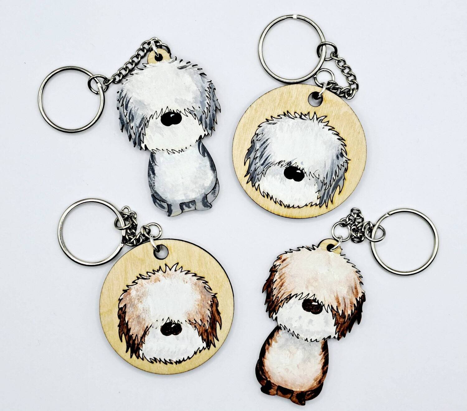 Bearded Collie Wooden Keyring, Dog Keyring, Key ring, Keychain, Dog Key chain, Bearded Collie Gift, Bearded Collie