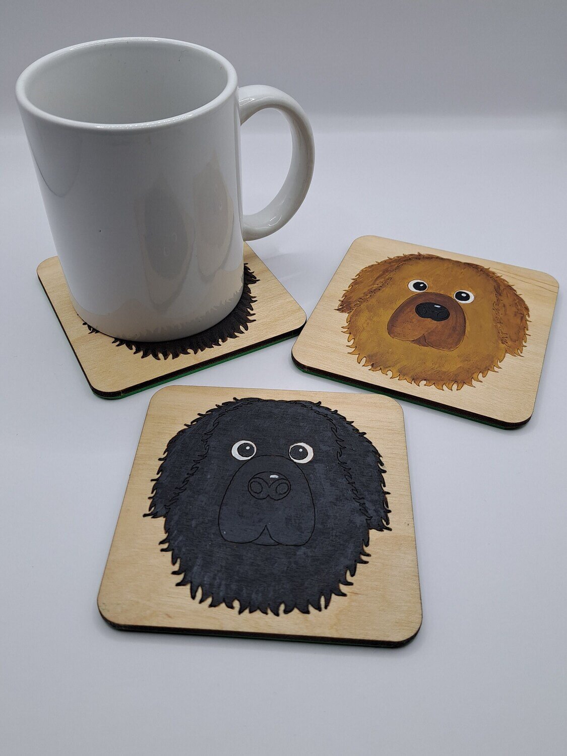 Newfoundland Wooden Coaster, Newfoundland Gift, Dog Coaster, Wooden Coaster