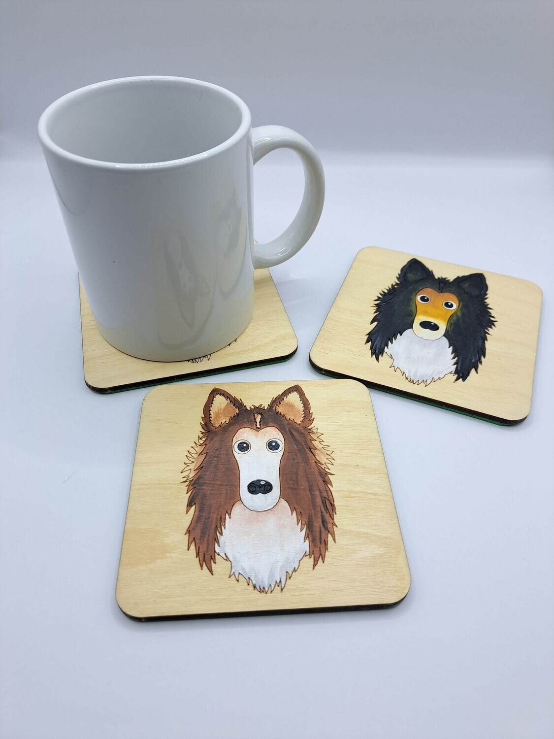 Collie Wooden Coaster, Collie Gift, Dog Coaster, Wooden Coaster