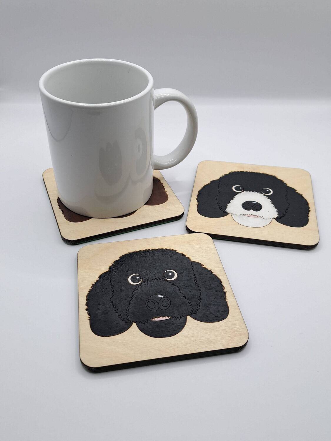 Portuguese Water Dog Wooden Coaster, Portuguese Water Dog Gift, Dog Coaster, Wooden Coaster