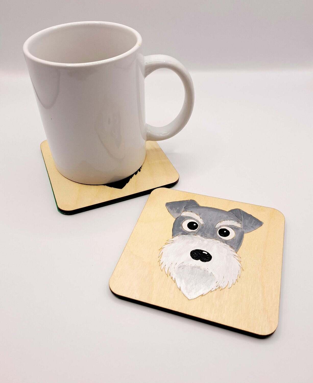Schnauzer Wooden Coaster, Schnauzer Gift, Dog Coaster, Wooden Coaster