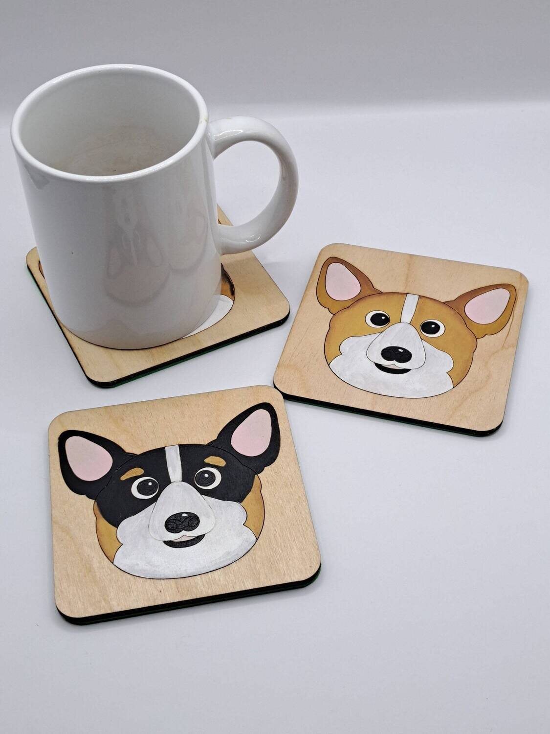 Corgi Wooden Coaster, Corgi Gift, Dog Coaster, Wooden Coaster