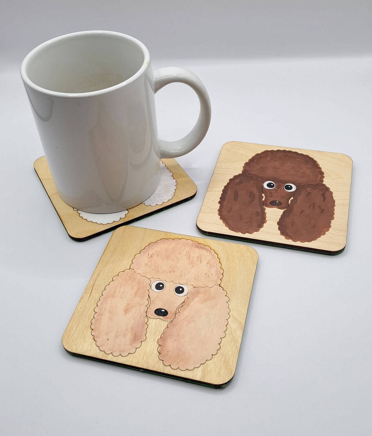 Poodle Wooden Coaster, Poodle Gift, Dog Coaster, Wooden Coaster