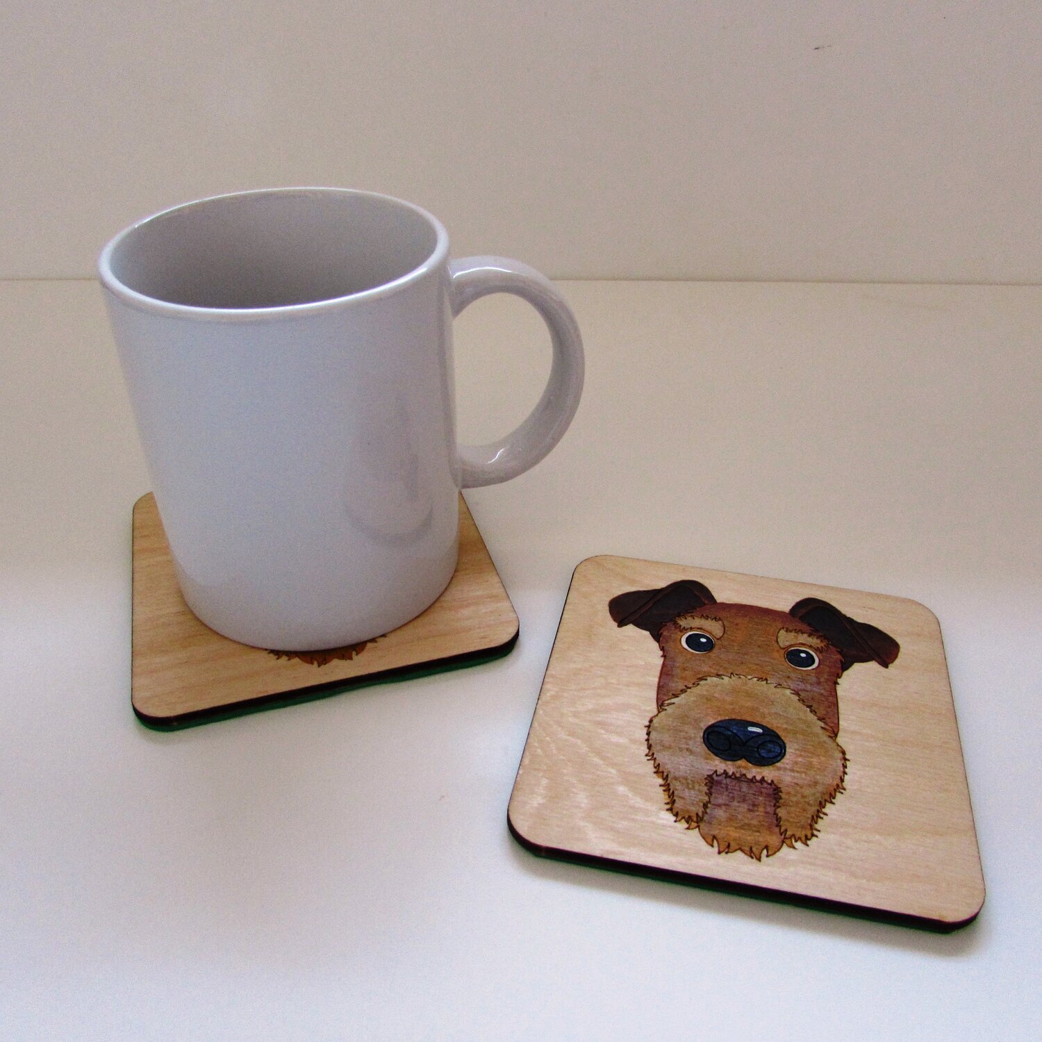 Airedale Wooden Coaster, Dog Coaster, Wooden Coaster, Airedale Gift, Airedale