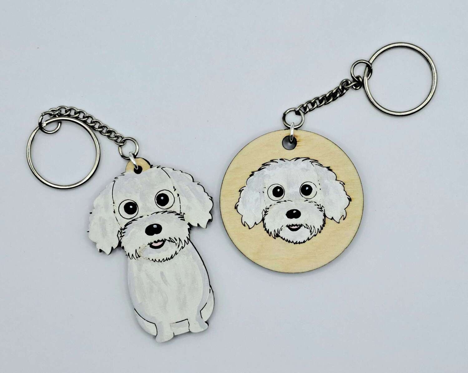 Bichon Wooden Key ring, Dog Key ring, Bichon Gift, Bichon, Key ring, Keychain, Dog Key chain