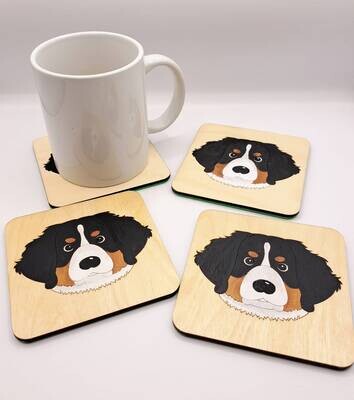 Bernese Mountain Dog Wooden Coaster, Bernese Mountain Dog Gift, Dog Coaster, Wooden Coaster