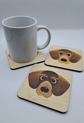 Dachshund Wire Hair Wooden Coaster, Dachshund Gift, Dog Coaster, Wooden Coaster